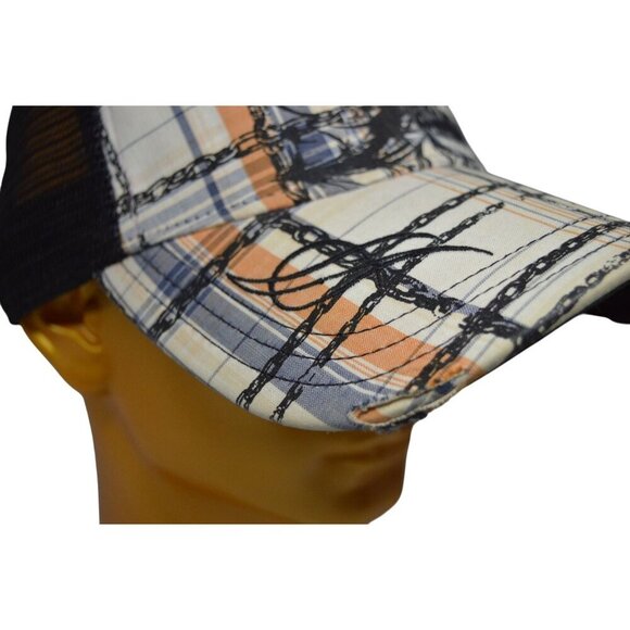 Vintage y2k New Era Embroidered Skull Plaid Snap Back Hat One Size - Picture 7 of 8